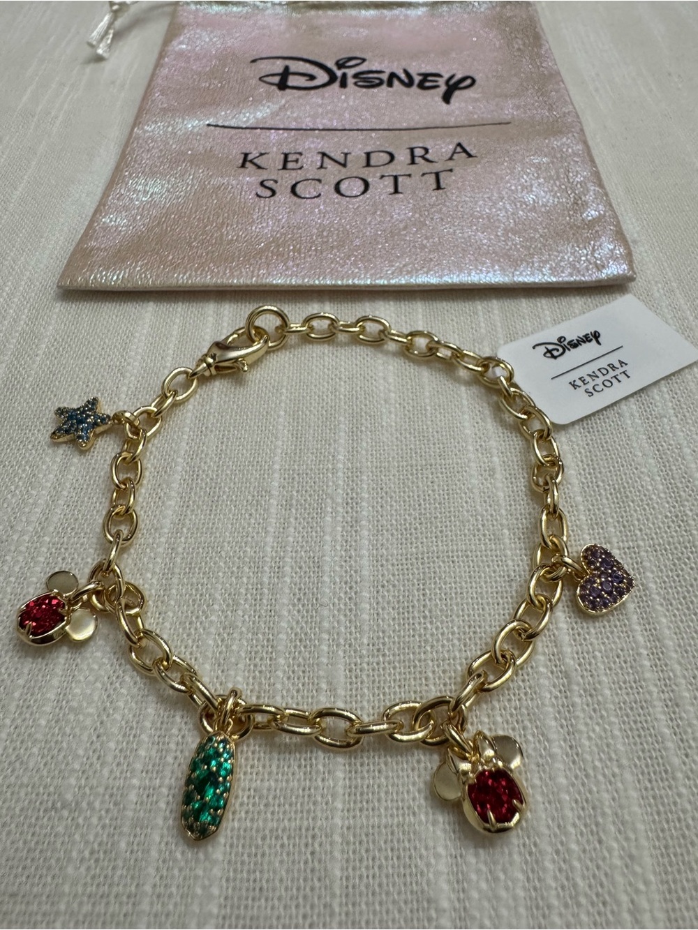 NEW ~ Kendra Scott x Disney Mickey & Minnie Mouse Charm Crystal Bracelet, NWT - Picture 2 of 14
